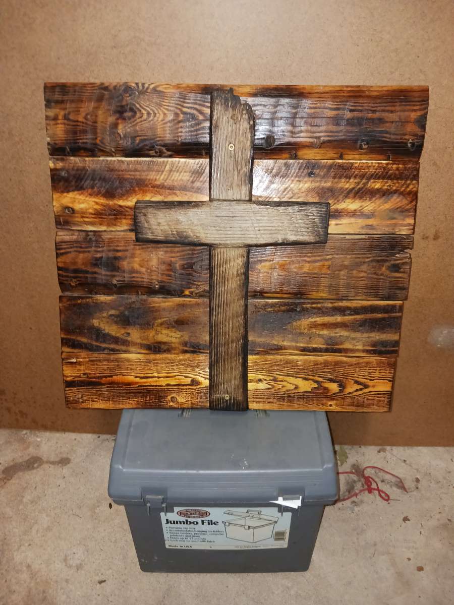 Handmade rustic Wooden plaque with cross I built