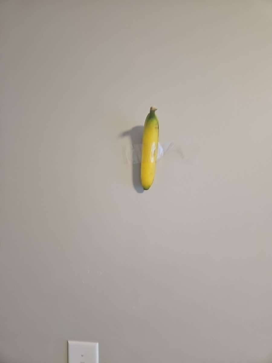 banner art  banana taped to dry wall
