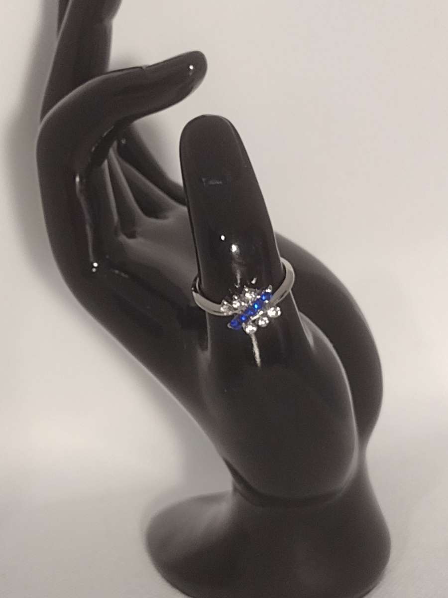 Blue Dragonfly Silvery Ring