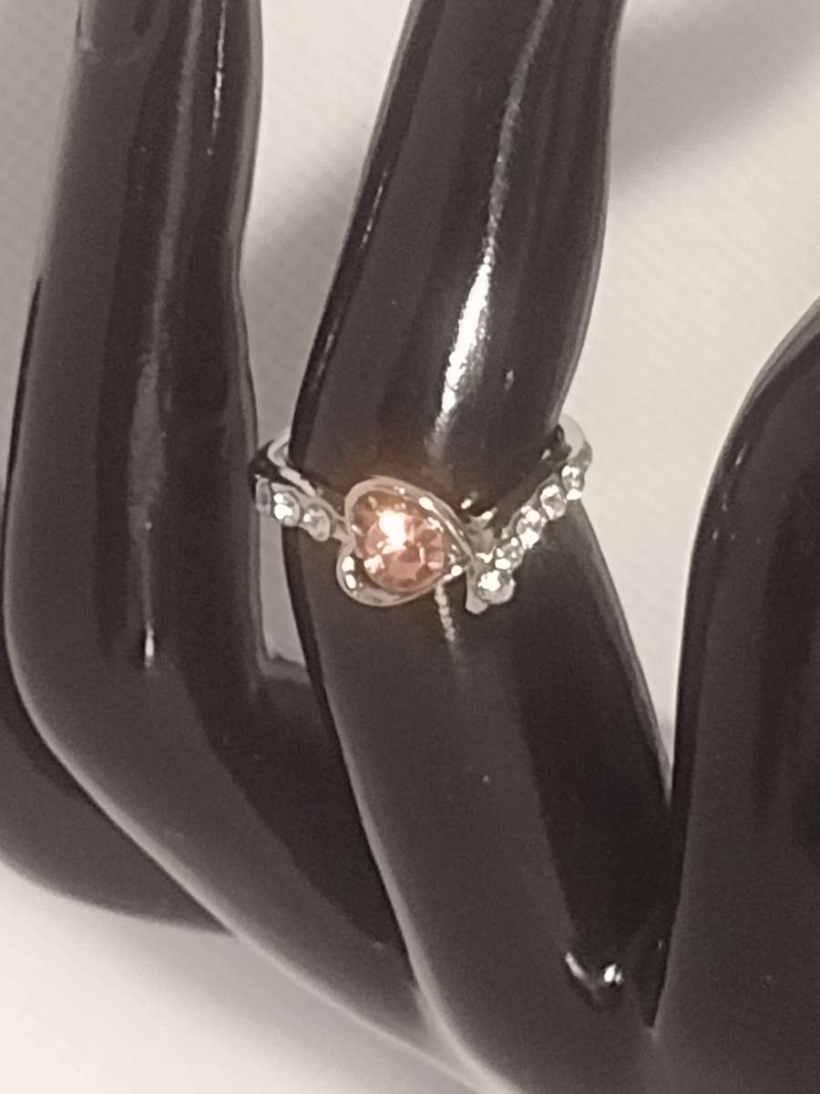 Pink Heart Silvery Ring