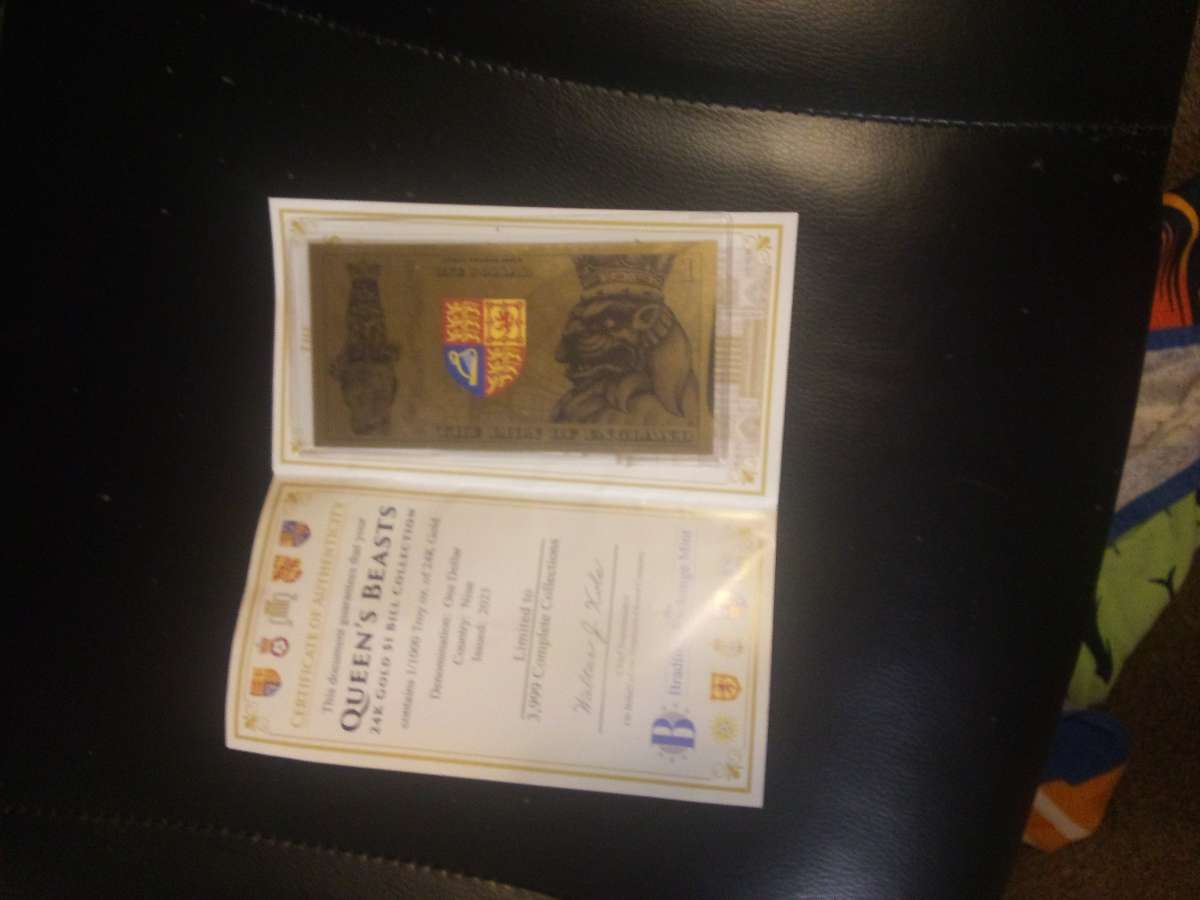 QUEENS BEAST 24K LEGAL TENDER WITH AUTHENTICITY