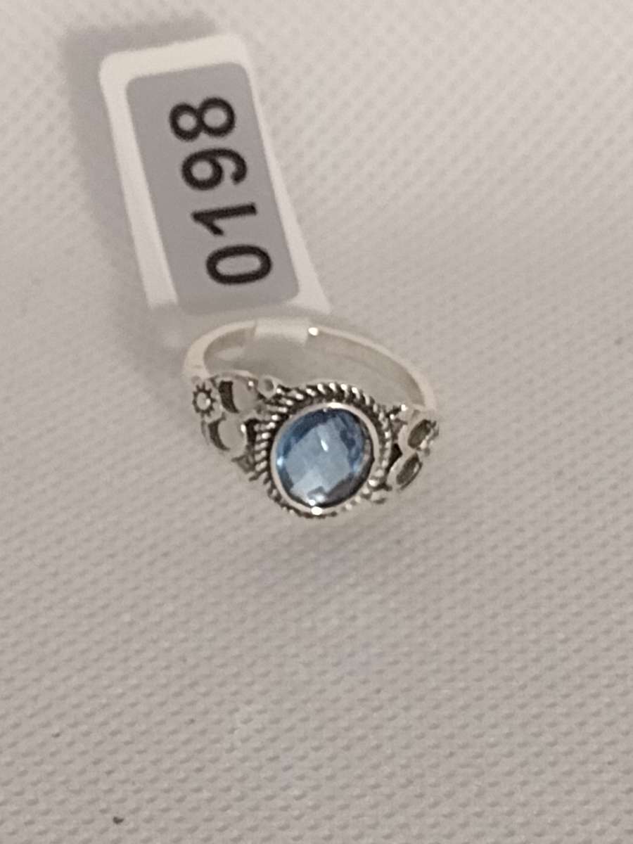 Blue Mirror Style Silver Ring