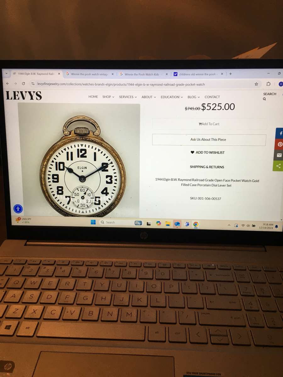 1944 Elgin BW Raymond Railroad Grade Pocket Watch