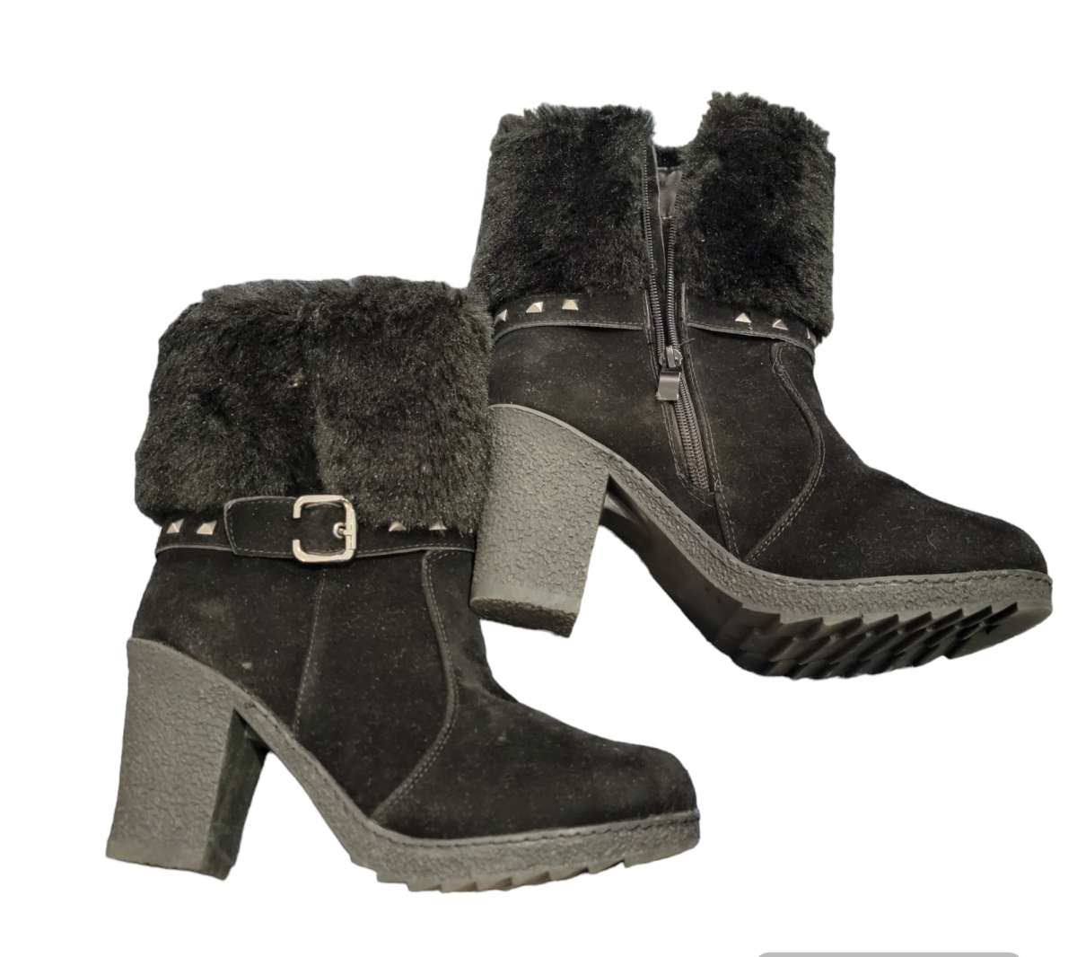 Black Faux Fur Ankle length Boots Size 41