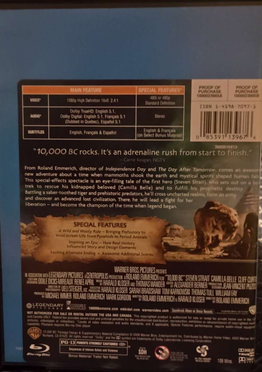Invasion DVD and 10000BC Bluray