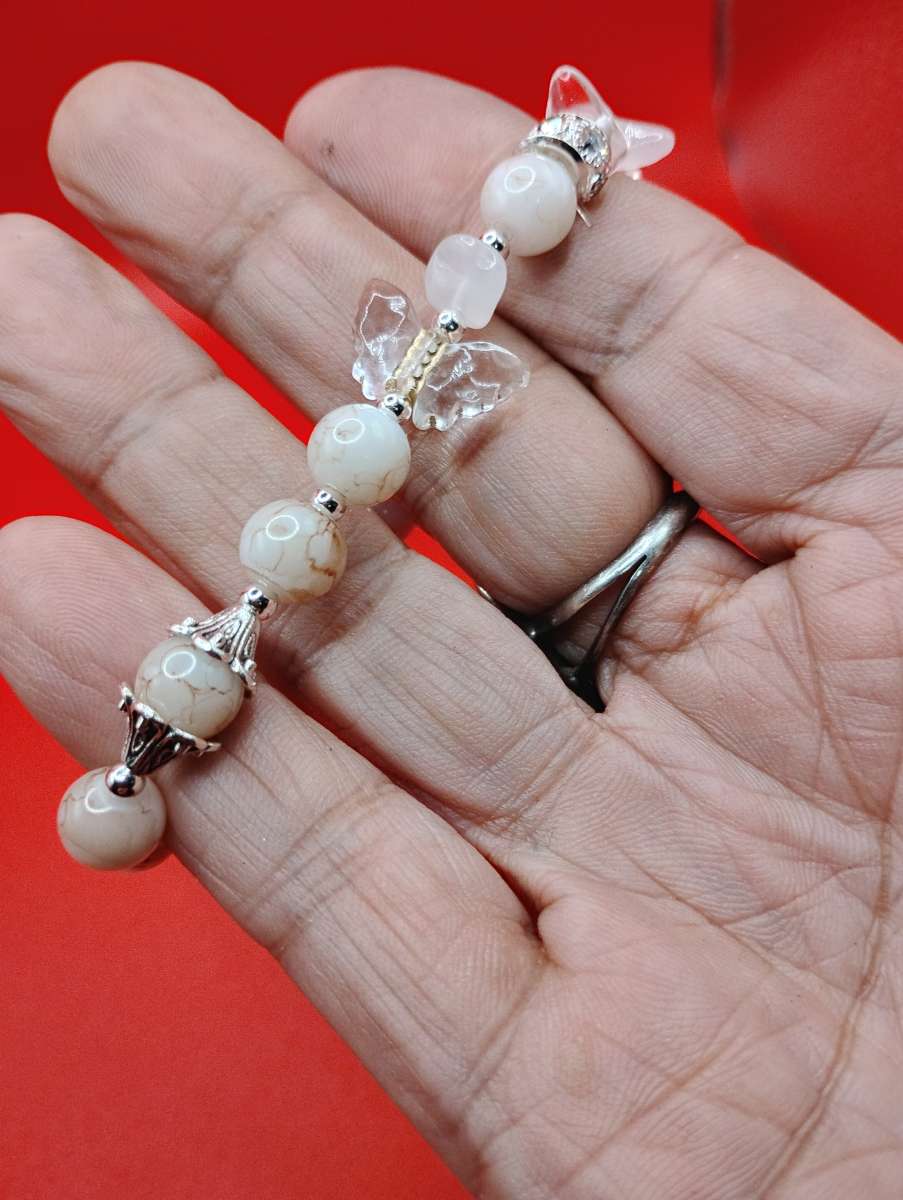 Radiant Mellow BEIGEs with Butterflies and SILVER accents