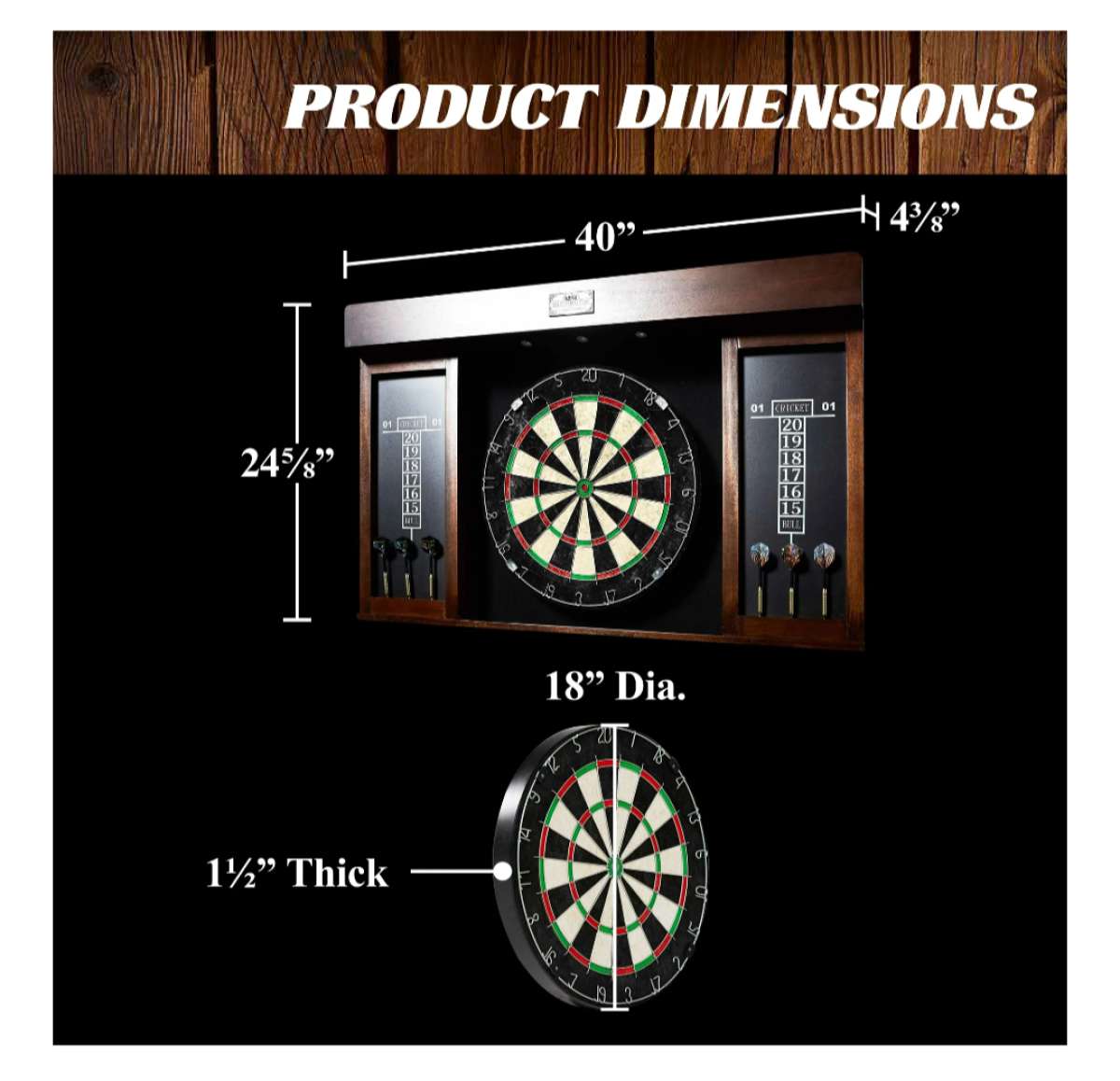 Bristle Dartboard Cabinet Set LED Lights Official Size Dart