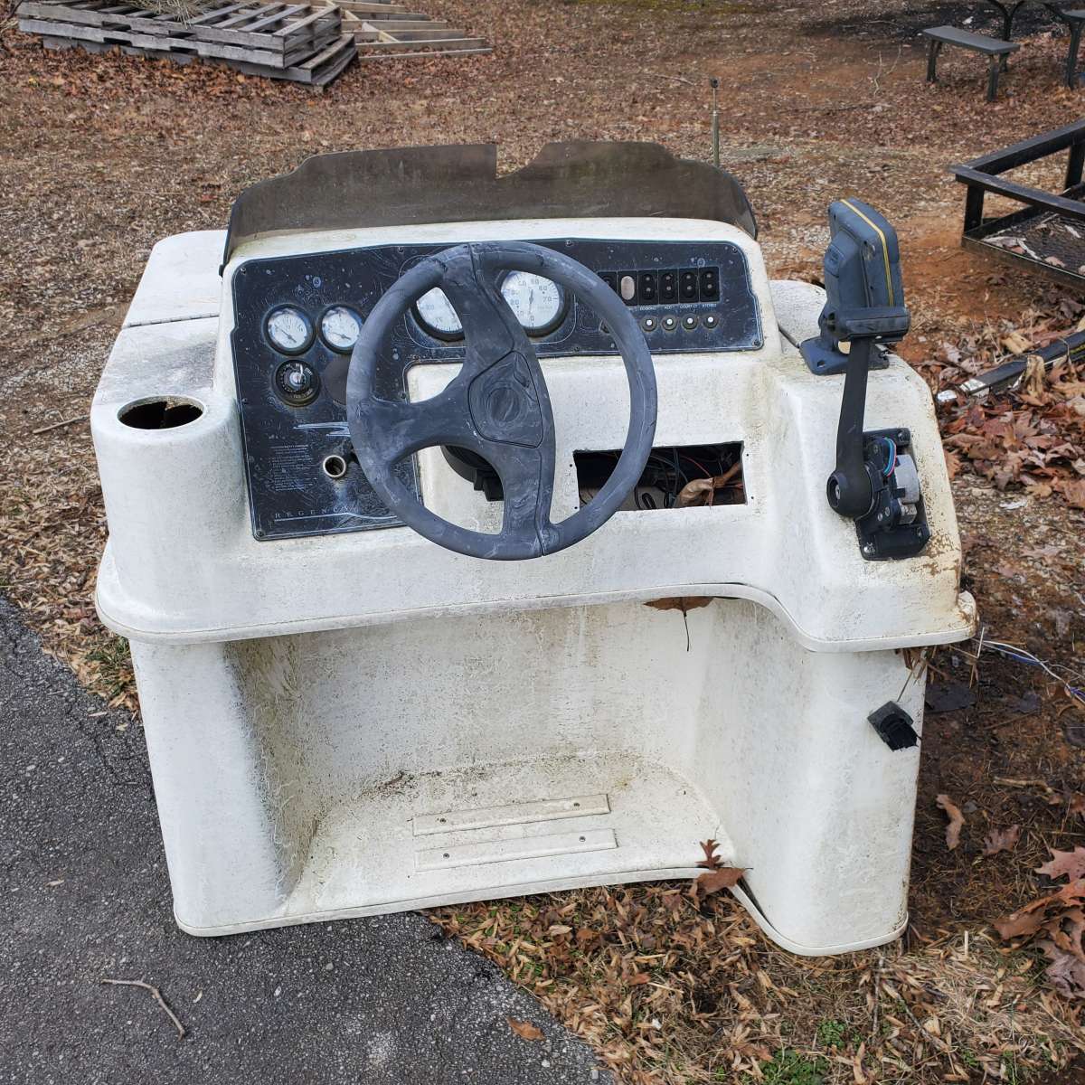 Pontoon Boat Console All Cables And Wires Have been Cut