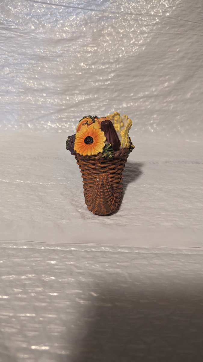 Cornucopia Figurine with a Sunflower and Gourds Harvest  Tha
