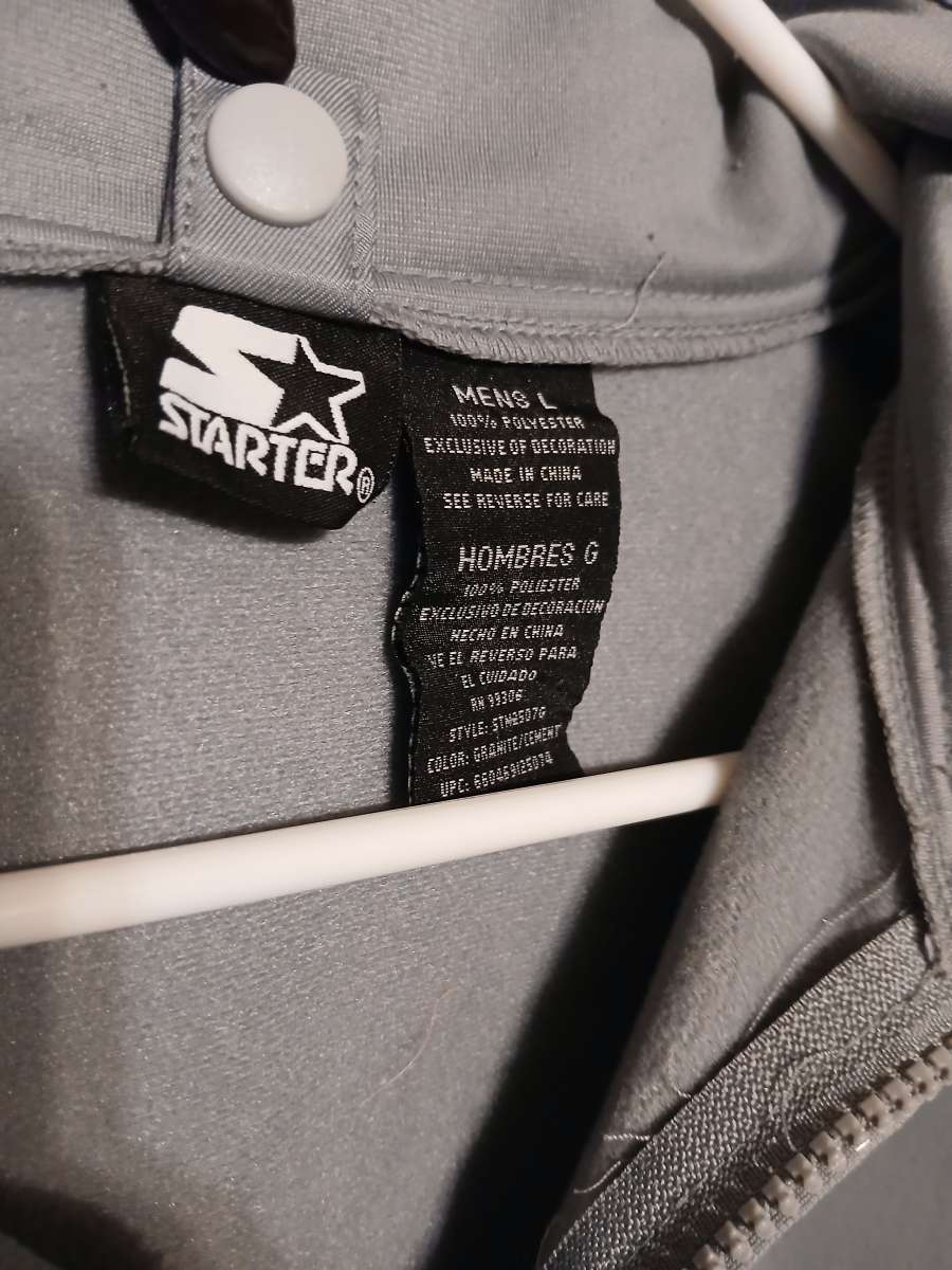 Starter Full Zip Track Warm Up Jacket Gray Mens Large