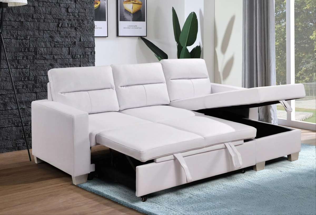 Seccional sofa cama reversible en blanco