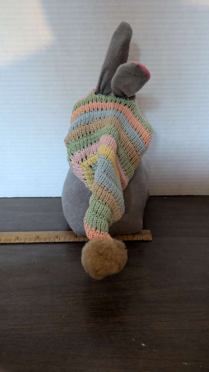 Rare Gnome Rabbit Stuffed Animal With A Rainbow Colored Crot