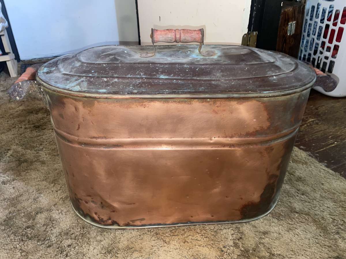antinque copper boiler basin tub