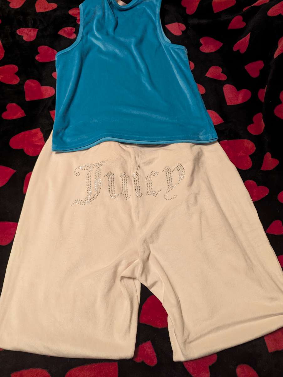 Juicy couture velour track suit blue and white