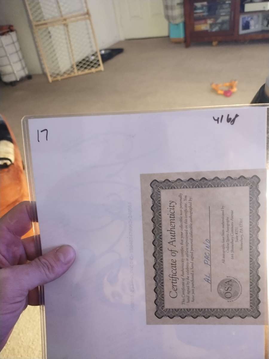 authenticated Al Pacino autograph