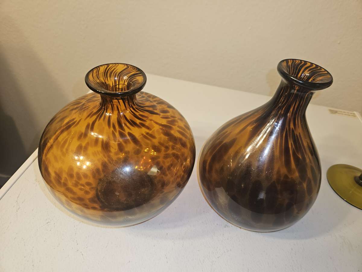 vintage amber glass vases