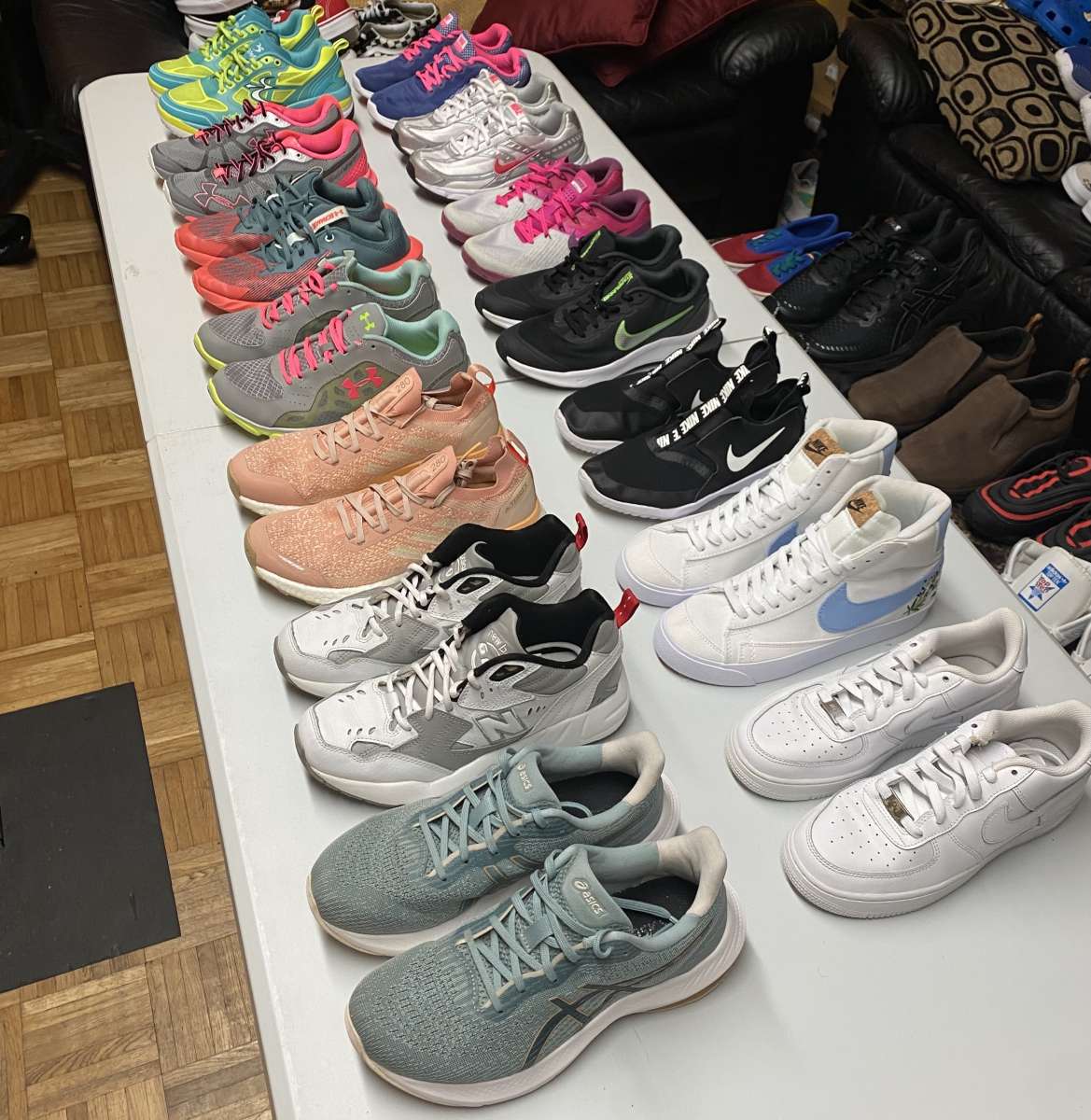 14 pairs Womens Mixed Brand Sneaker Bundle Size 7 and 7 half