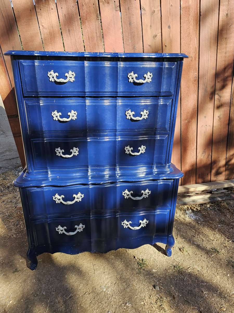 Vintage Elegant blue dresser with silver ornate handles