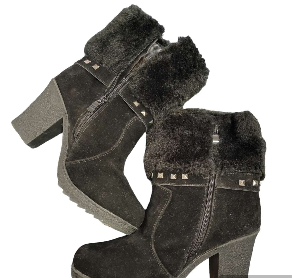 Black Faux Fur Ankle length Boots Size 41