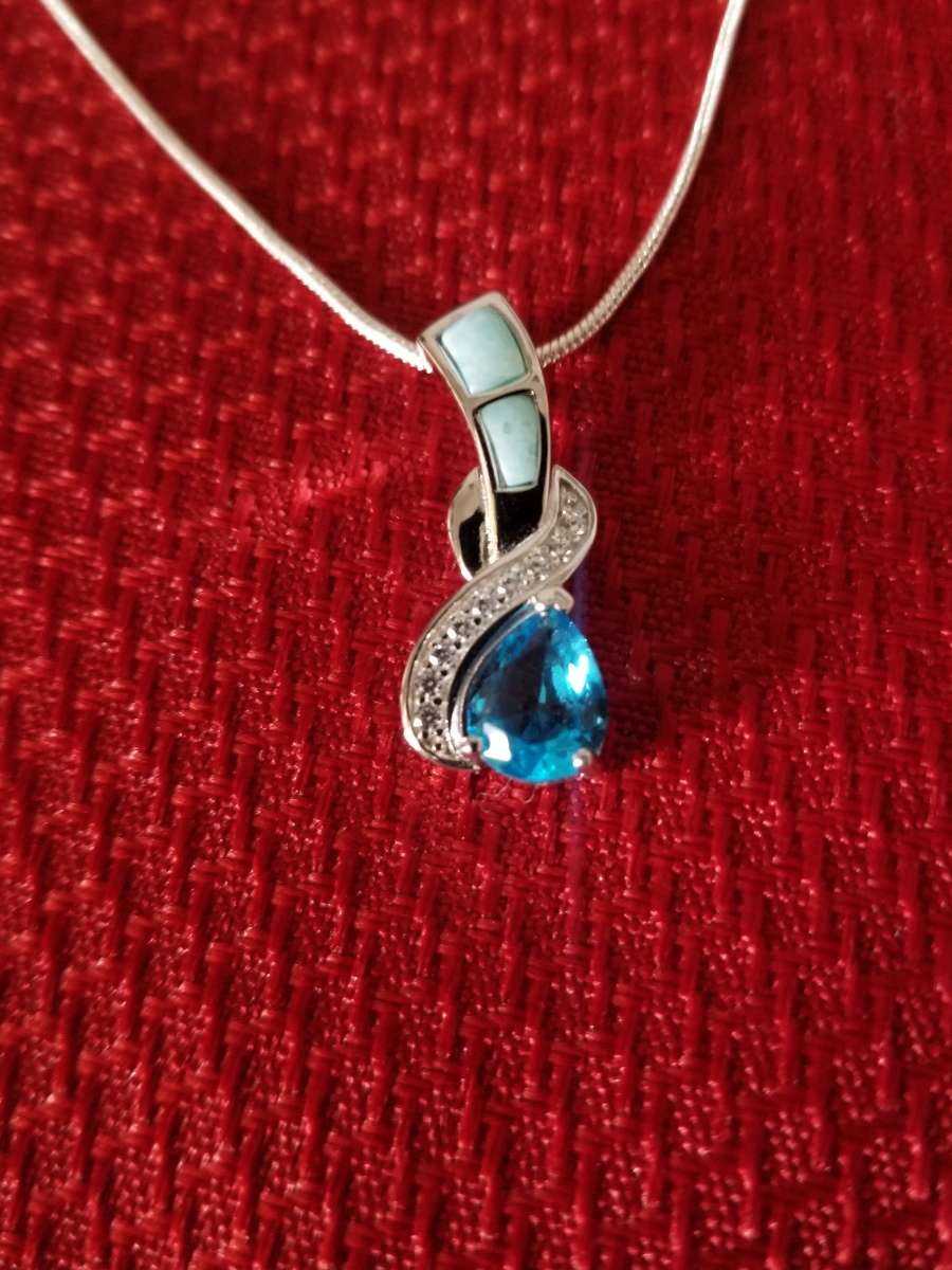 Blue Topaz Sterling Silver Pendant