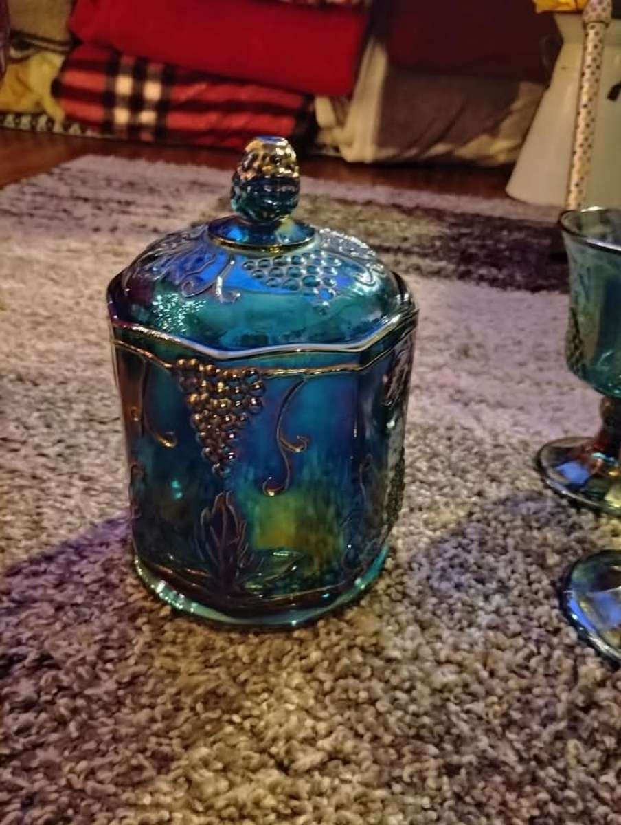choice piece blue carnival glass