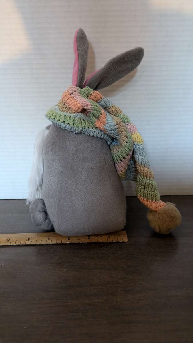 Rare Gnome Rabbit Stuffed Animal With A Rainbow Colored Crot
