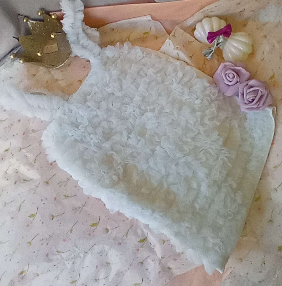 White Dance Wear Tank Ruffles EUC