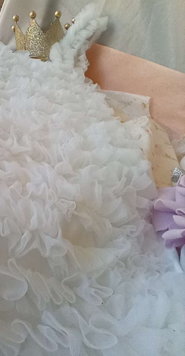 White Dance Wear Tank Ruffles EUC