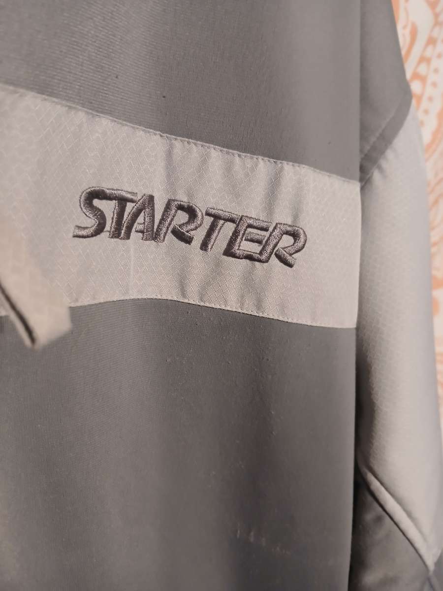 Starter Full Zip Track Warm Up Jacket Gray Mens Large