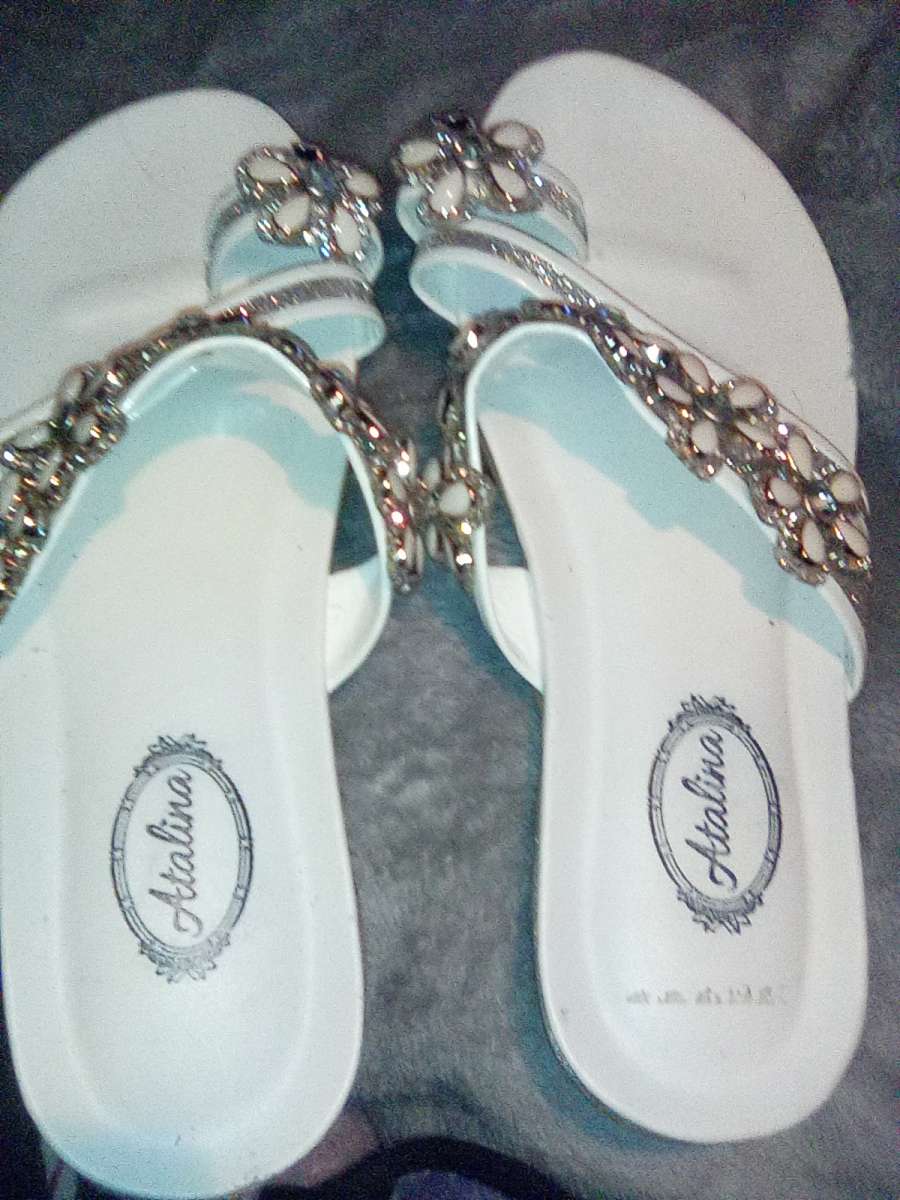 sequined white atalina shoes