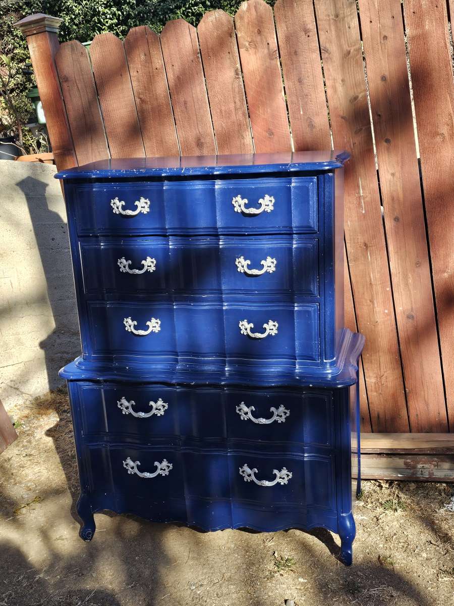 Vintage Elegant blue dresser with silver ornate handles