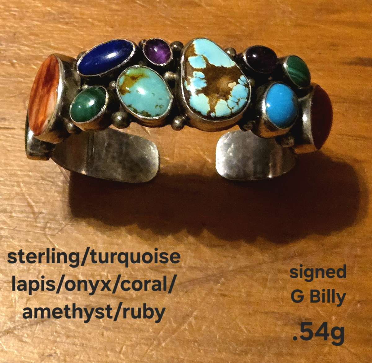 Sterling Silver Multi Stone Cuff Bracelet