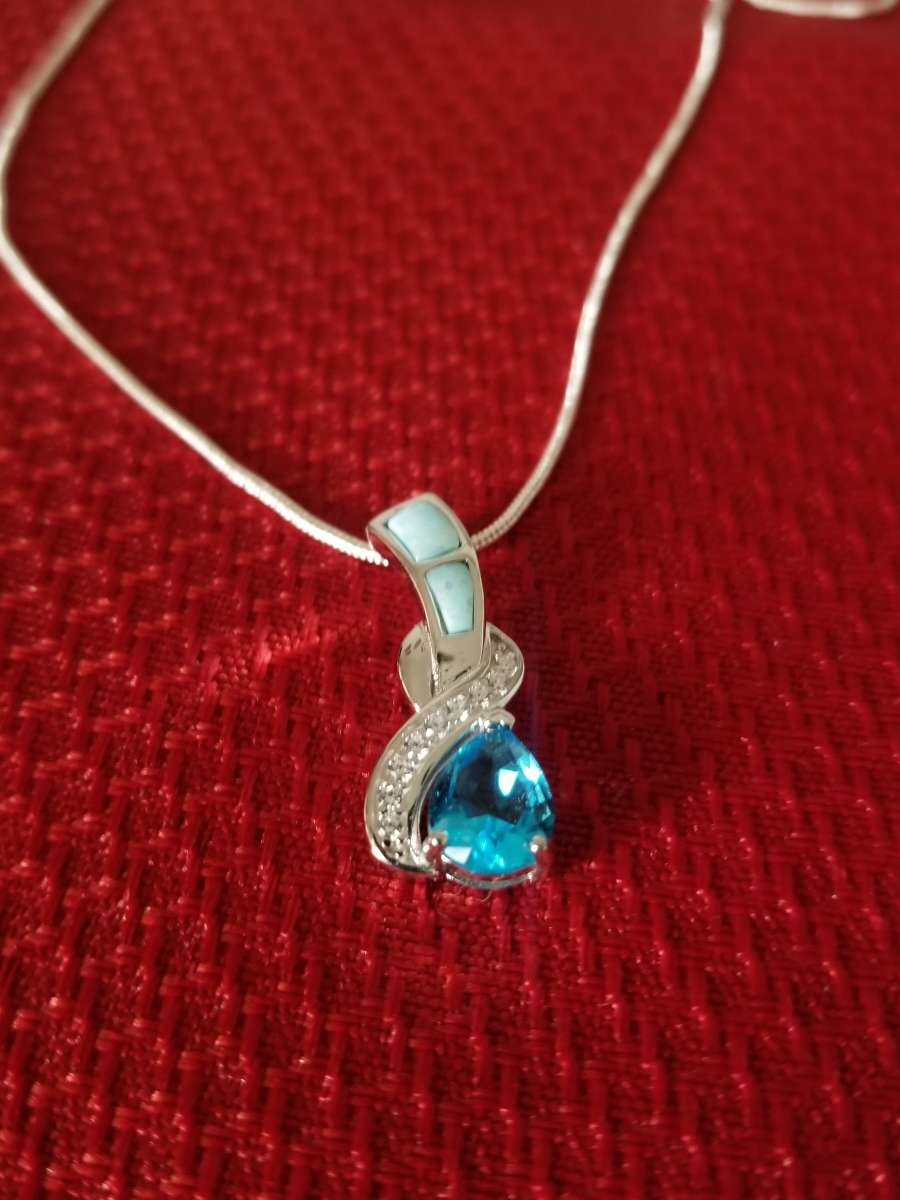 Blue Topaz Sterling Silver Pendant