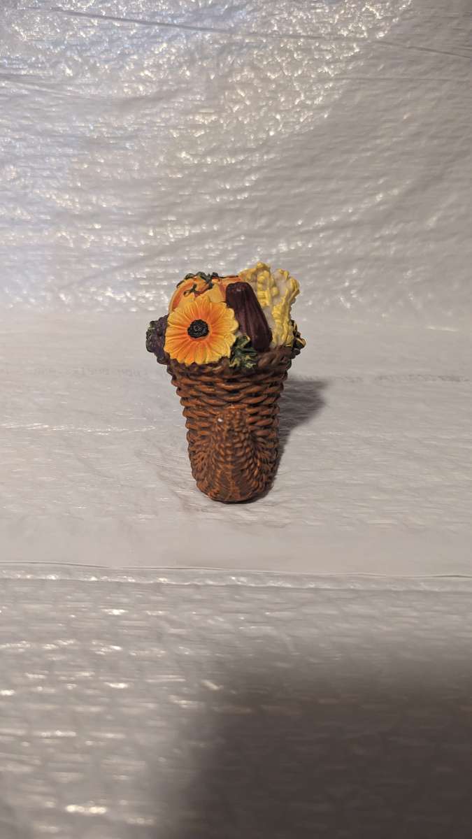 Cornucopia Figurine with a Sunflower and Gourds Harvest  Tha