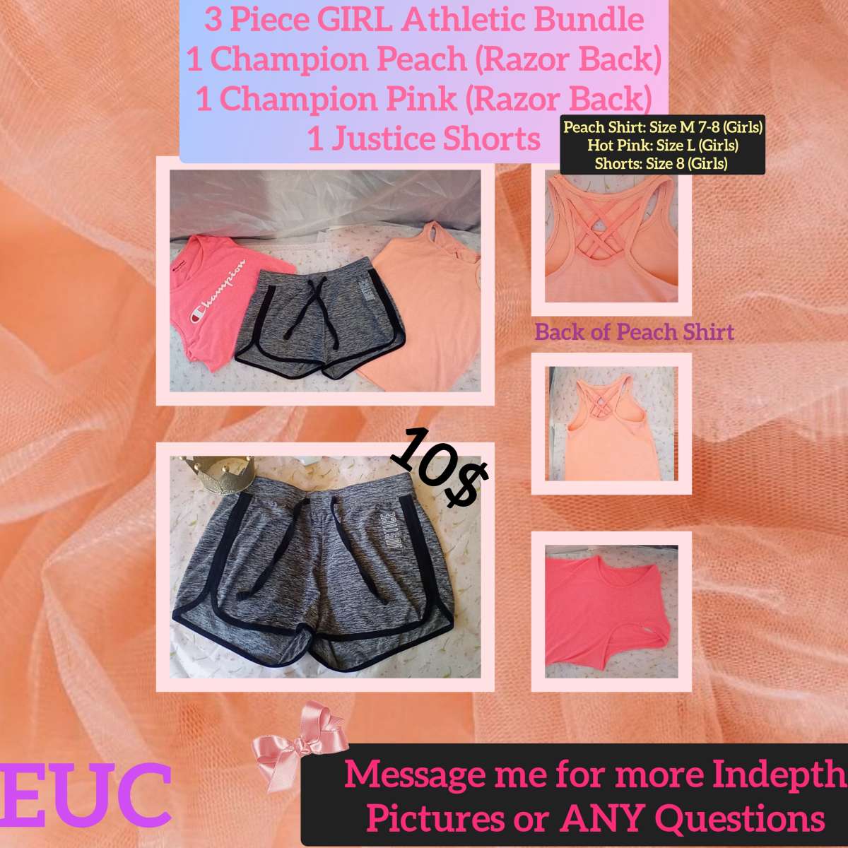 2 Champion Tanks and 1 Justice Shorts