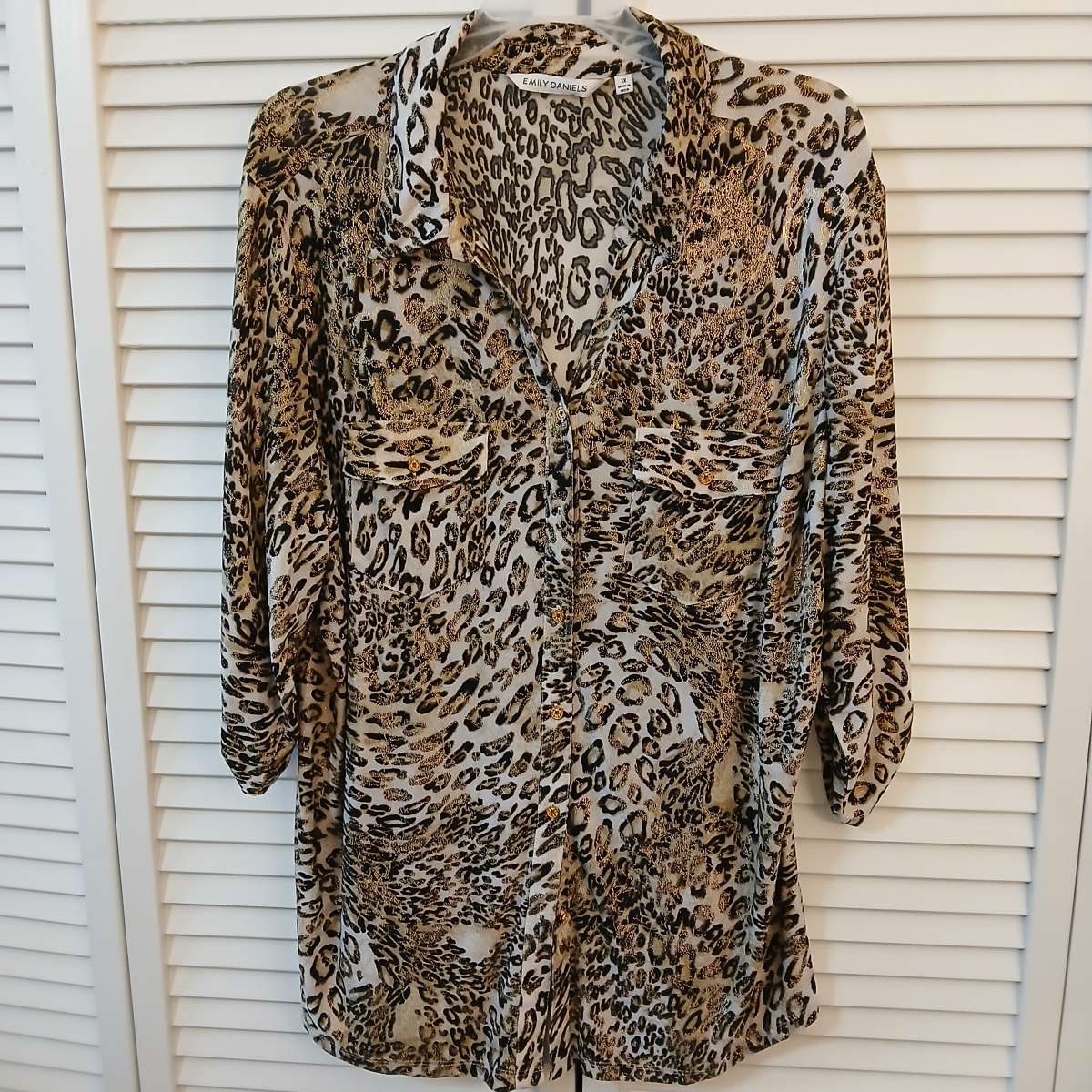 Emily Daniels Leopard Print Blouse Size 1X