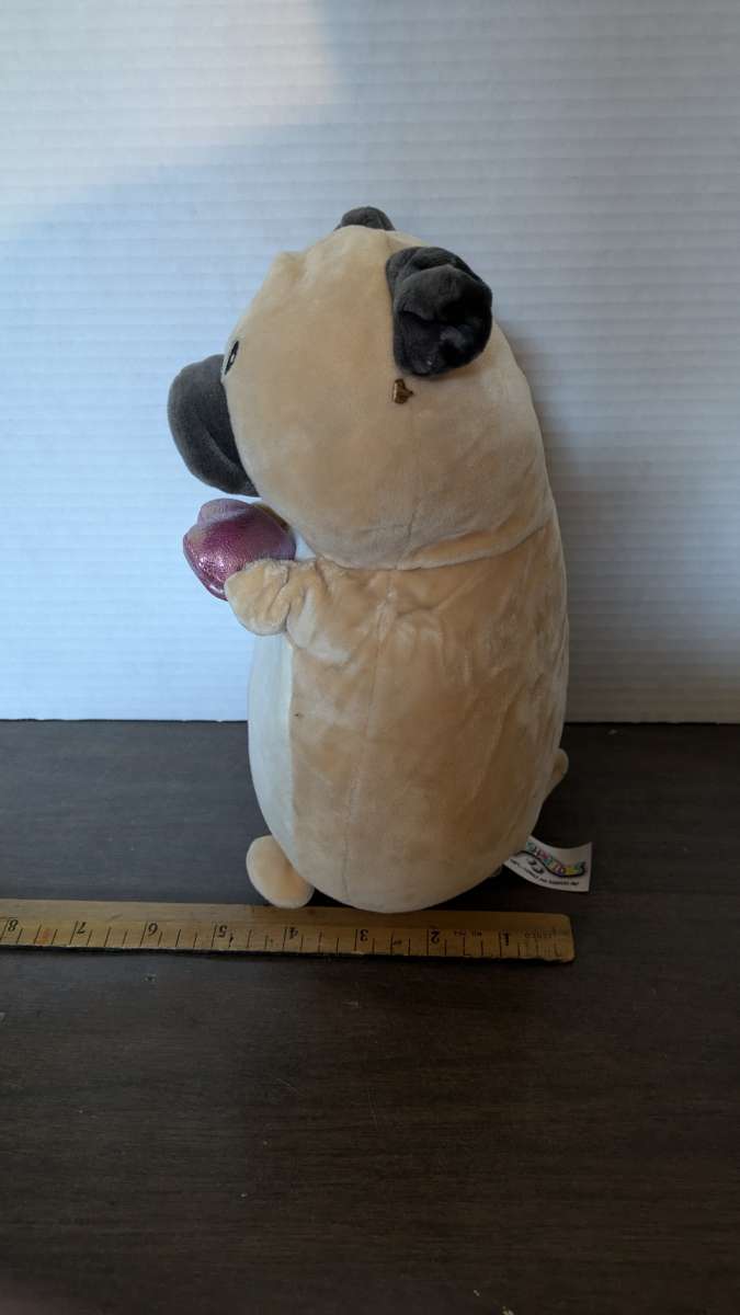 Squishmallows Hug Mees Valentines Pug Dog Holding Pink Heart