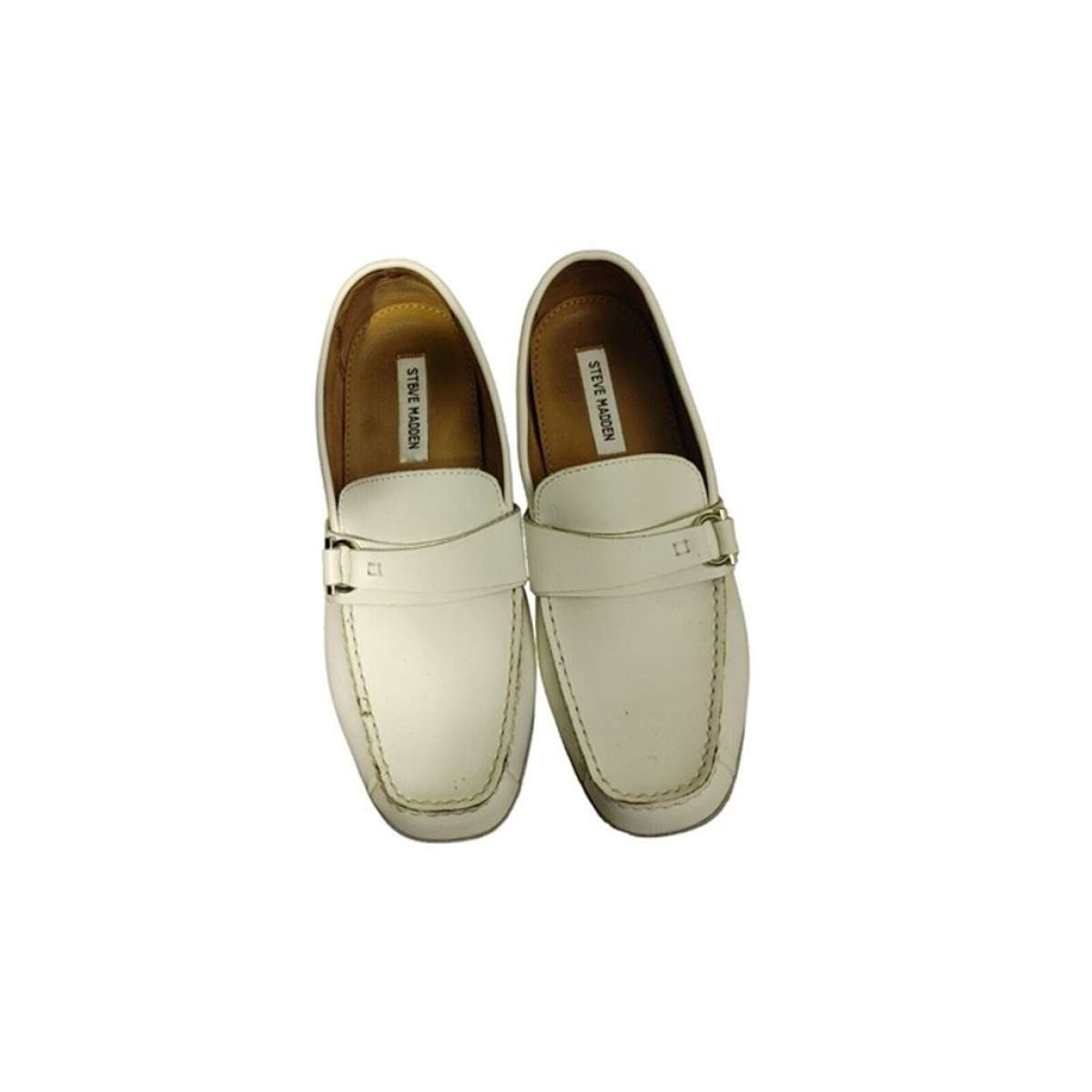Mens Steve Madden white leather driving moccasin shoes size