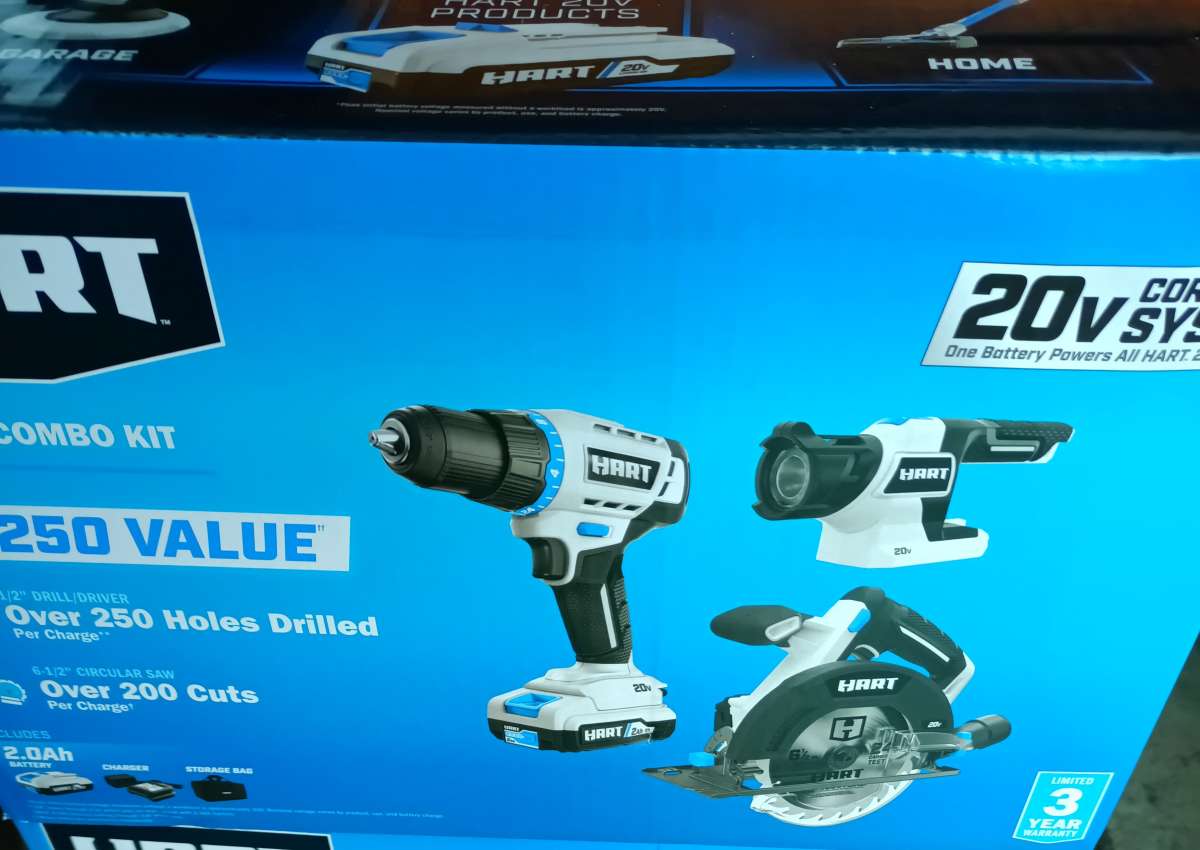 HART 20V 3Tool Combo Kit Drill 612 Circular Saw and LED Ligh