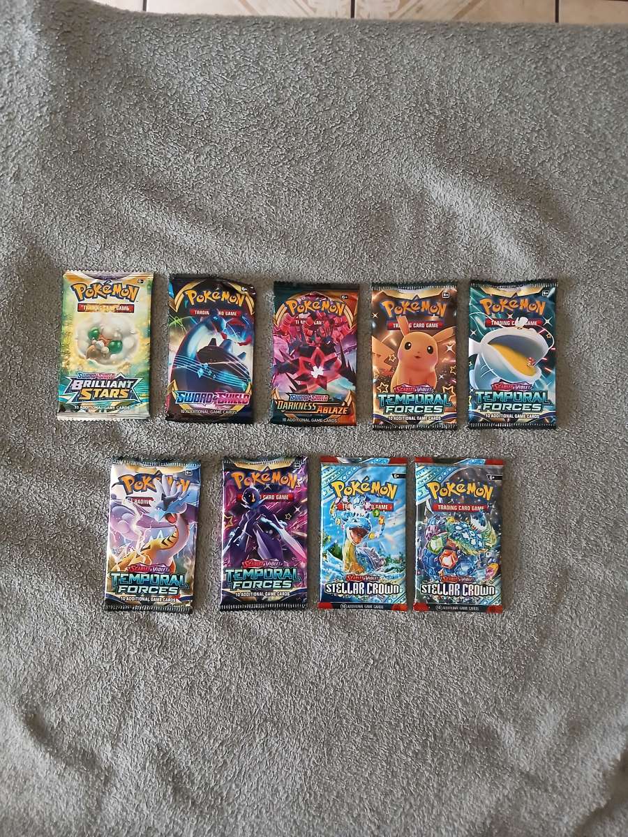 9 Pokemon Trading Cards Booster Packs 10 Cards