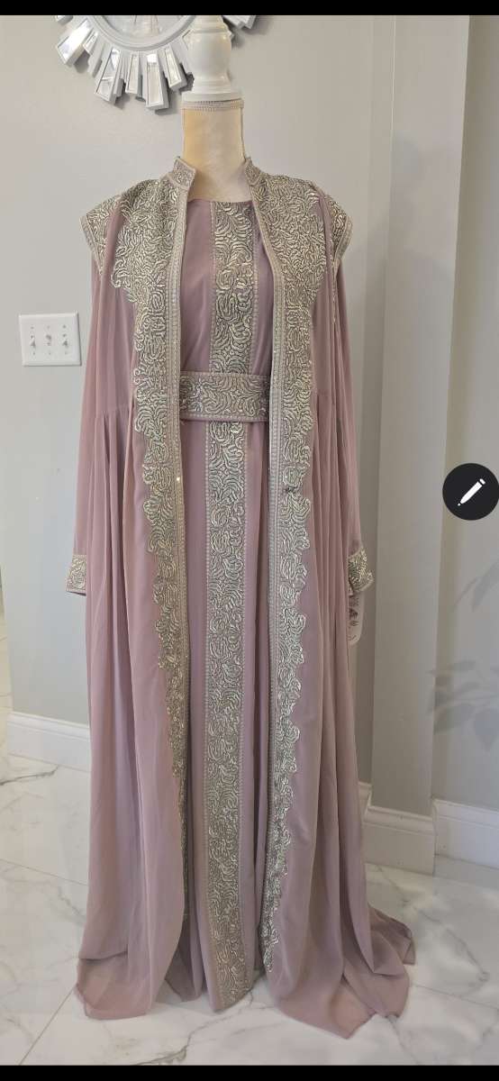 Egyptian Abaya 4 pieces belted fancy elegant dress