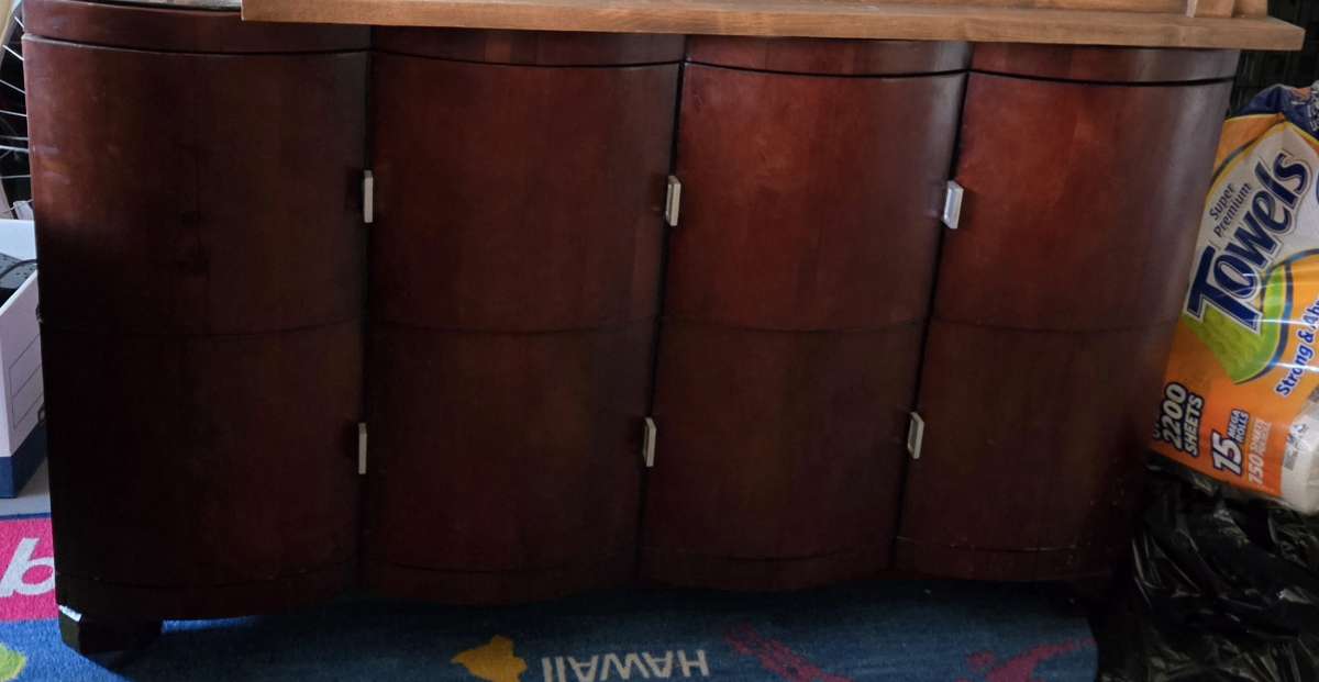 wood Dresser with glass top