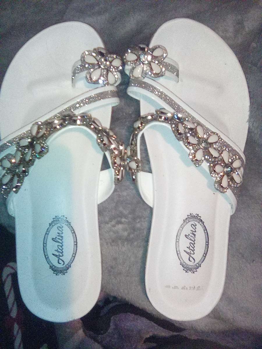 sequined white atalina shoes