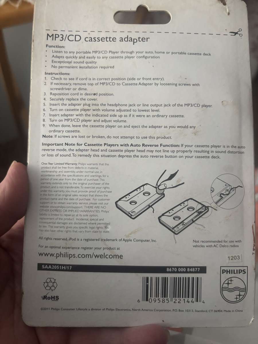 Philips universal 35mm plug MP3  or CD adapter