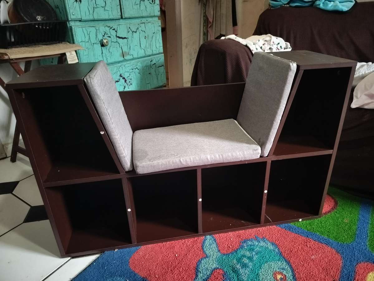 Cushioned seat bookshelf