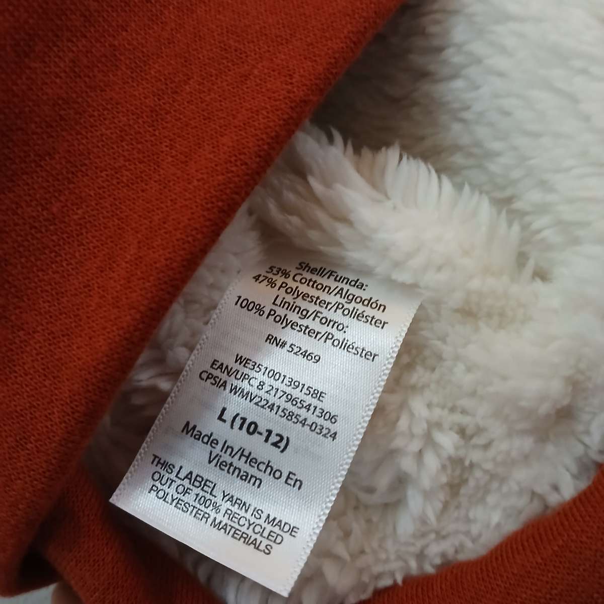 Wonder Nation orange hoodie for kids size L