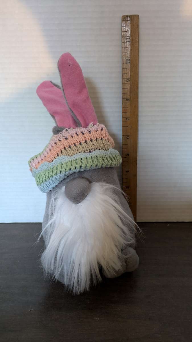 Rare Gnome Rabbit Stuffed Animal With A Rainbow Colored Crot