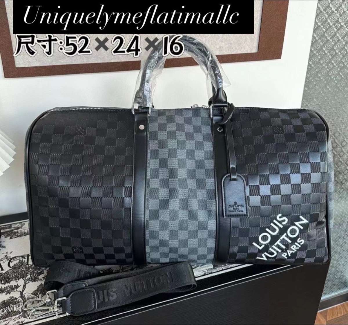 Weekender Black and Gray Checkerboard Duffel Bag