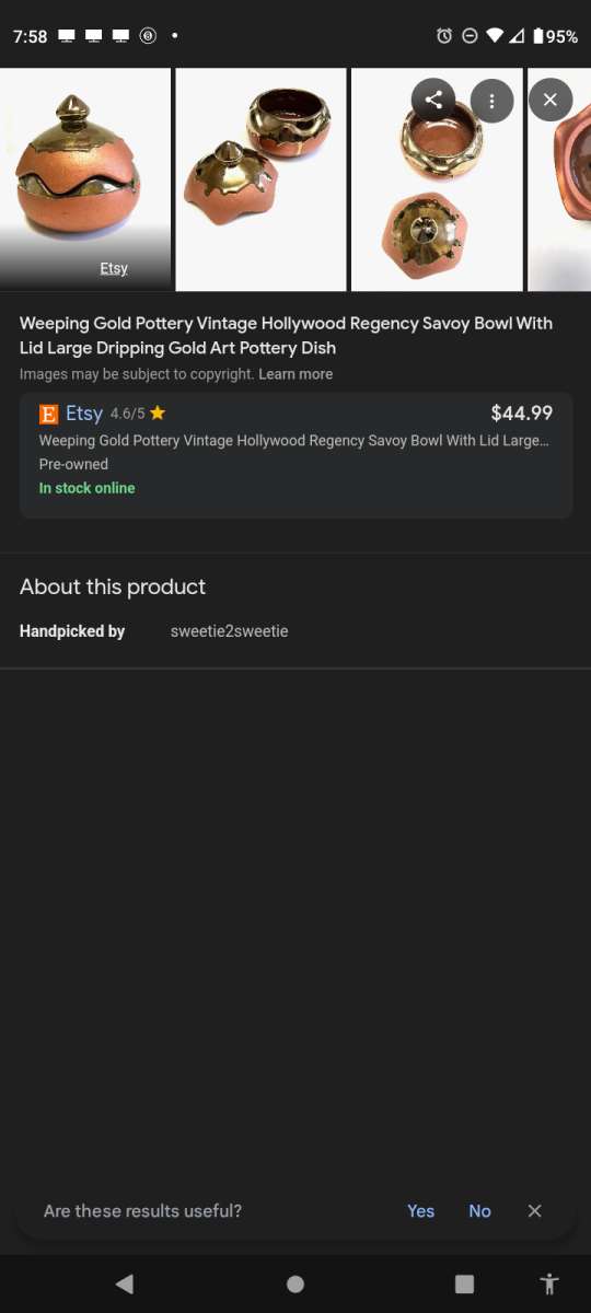 Weeping Gold Pottery Vintage