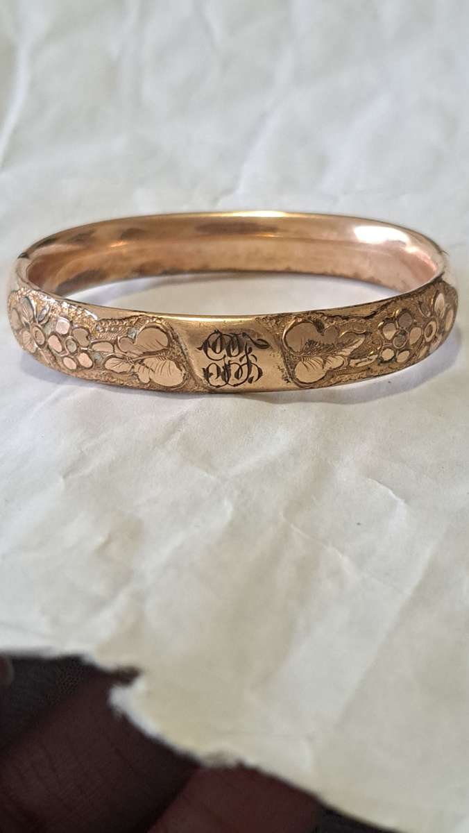 Antique rose gold bangle bracelet